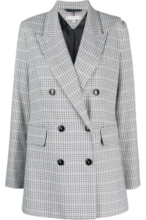 Tommy Hilfiger Femme, Vestes, Bleu, Taille: 38 FR Blazer Bleu Décontracté à Petits Carreaux