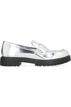 Tory Burch Femme, Chaussures, Gris, Taille: 40 EU Mocassins en Cuir Métallisé