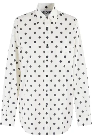 Moschino Femme, Blouses et Chemises, Blanc, Taille: 36 FR Chemise en Voile de Coton à Pois Ivoire