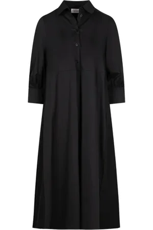 SANDRO FERRONE Femme, Robes, Noir, Taille: 40 FR Robe Chemisier Courte en Coton Noir avec Poches