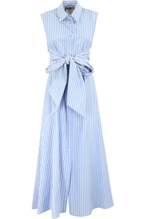 Twin-Set Femme, Robes, Bleu, Taille: 42 FR Robe en Coton Bleu Clair Sans Manches