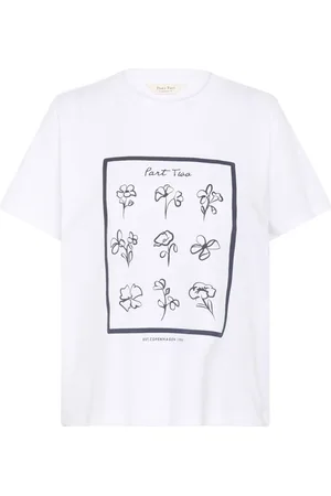 Part Two Femme, Tops, Blanc, Taille: 40 FR T-shirt Imprimé Blanc et Marine