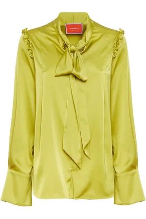 La DoubleJ Femme, Blouses et Chemises, Vert, Taille: 42 FR Chemise Ascot Opulente en Satin Stretch