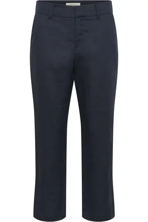 Part Two Femme, Pantalons, Noir, Taille: 42 FR Élégant Pantalon en Lin Minuit