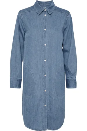 Part Two Femme, Robes, Bleu, Taille: 44 FR Robe Chemise en Denim à Manches Longues