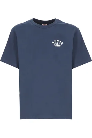 Kenzo Homme, Tops, Bleu, Taille: S T-shirt bleu en coton avec logo brodé
