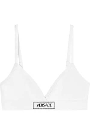 VERSACE Femme, Sous-vêtements, Blanc, Taille: 38 FR Sous-vêtements en Coton Vintage avec Logo Brodé
