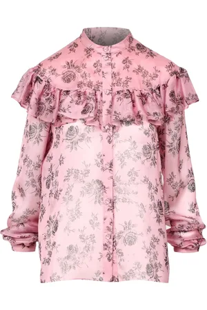 Serafini Femme, Blouses et Chemises, Rose, Taille: 38 FR Chemise en mélange de soie à imprimé floral