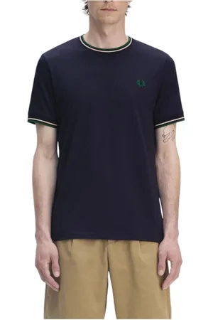 Fred Perry Homme, Tops, Bleu, Taille: S T-shirt à Manches Courtes Bleu Marine