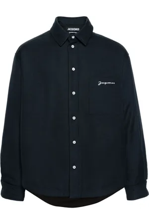 Jacquemus Homme, Chemises, Bleu, Taille: L Chemise Bleue Logo Brodé