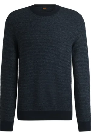 HUGO BOSS Homme, Pulls, Bleu, Taille: L Pull en maille moderne