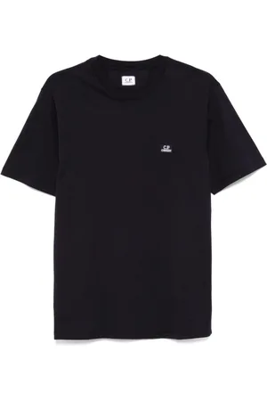 C.P. Company Homme, Tops, Bleu, Taille: S T-shirt Bleue avec Logo Brodé sur la Poitrine