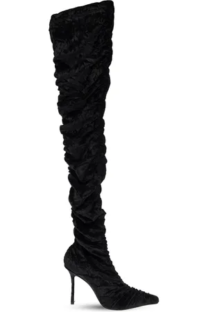 Jimmy Choo Femme, Chaussures, Noir, Taille: 38 1/2 EU Velvet Heeled Bottes Lotta