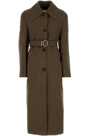 Jil Sander Femme, Manteaux, Brun, Taille: 38 FR Manteau en Laine Mélangée Brodé