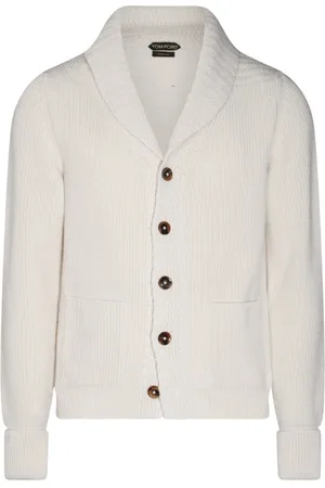 Tom Ford Homme, Pulls, Blanc, Taille: M Cardigan en laine blanche