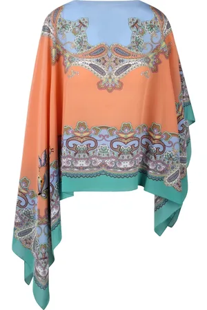 Etro Femme, Vestes, Multicolore, Taille: ONE Size Cape en soie à imprimé floral asymétrique