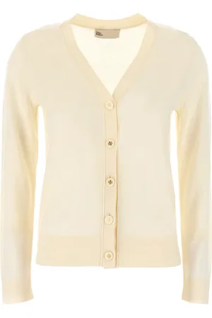 Tory Burch Femme, Pulls, , Taille: 42 FR Cardigan en maille à boutons logo
