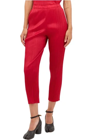 Issey Miyake Femme, Pantalons, Rouge, Taille: 38 FR Pantalon Cropped Plissé