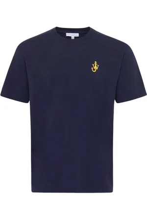 J.W.Anderson Homme, Tops, Bleu, Taille: L T-shirt bleu marine à ancre brodée Anchor