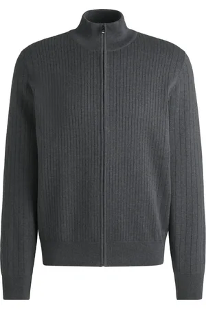 HUGO BOSS Homme, Pulls, Gris, Taille: L Cardigan Zippé en Maille Rayée