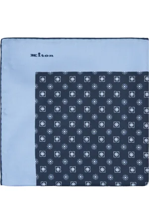 Kiton Homme, Accessoires, Bleu, Taille: ONE Size Mouchoir de poche bleu à motif floral géométrique