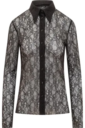 Serafini Femme, Blouses et Chemises, Noir, Taille: 42 FR Chemise en dentelle noire