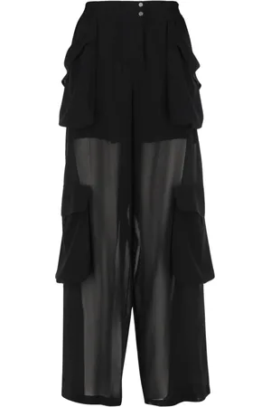 Pinko Femme, Pantalons, Noir, Taille: 36 FR Pantalon Cargo Transparent en Georgette