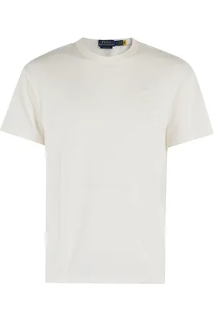 Ralph Lauren Homme, Tops, , Taille: S Maxi Logo Crème T-Shirt Manches Courtes