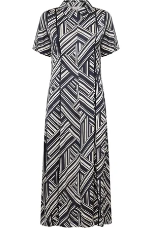 Part Two Femme, Robes, Bleu, Taille: 38 FR Robe Chemise à Rayures Graphiques