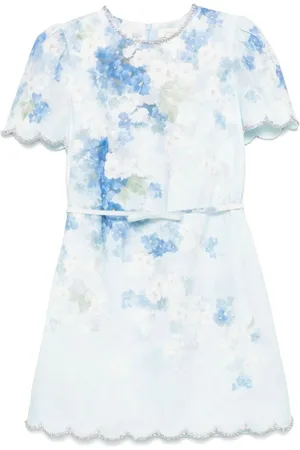 ZIMMERMANN Femme, Robes, Bleu, Taille: 40 FR Robe Sky Floral Crystal