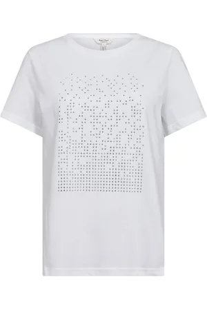 Part Two Femme, Tops, Blanc, Taille: 42 FR T-shirt Blanc et Argent avec Clous
