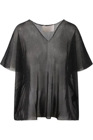 CIRCUS HOTEL Femme, Blouses et Chemises, Noir, Taille: 40 FR Haut sans manches en lurex à col en V