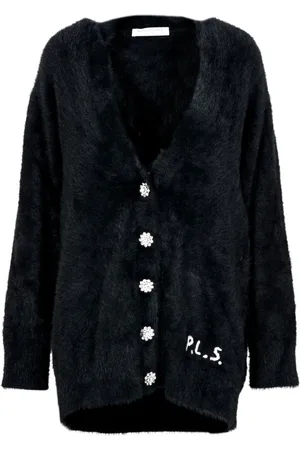 Serafini Femme, Pulls, Noir, Taille: 36 FR Maxi Cardigan en Tricot Super Doux