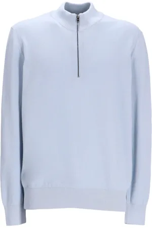 HUGO BOSS Homme, Pulls, Bleu, Taille: XL Pull Bleu Clair avec Fermeture Éclair