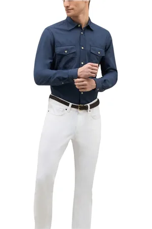 Boglioli Homme, Chemises, Bleu, Taille: 3XL Chemise en popeline teinte en pièce
