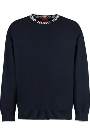 HUGO BOSS Homme, Pulls, Bleu, Taille: L Pull en coton à col rond