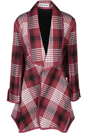 Issey Miyake Femme, Vestes, Multicolore, Taille: 40 FR Veste Asymétrique à Carreaux en Mélange de Laine