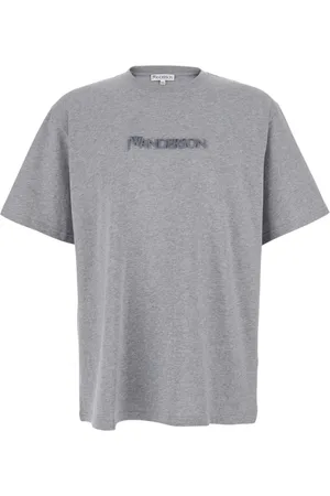 J.W.Anderson Homme, Tops, Gris, Taille: L T-shirt ras du cou avec logo brodé