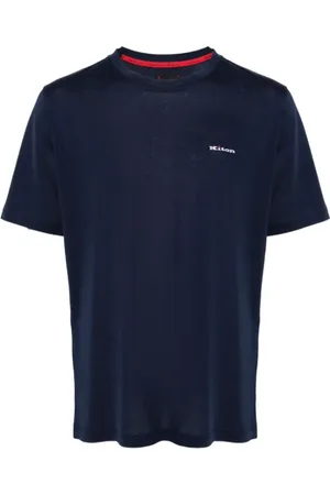 Kiton Homme, Tops, Bleu, Taille: L T-shirt en coton marine brodé