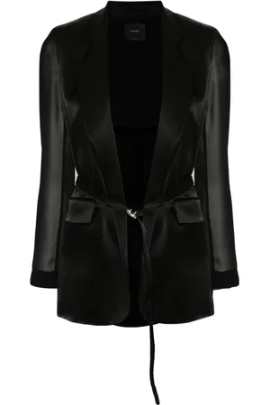 Pinko Femme, Vestes, Noir, Taille: 42 FR Blazer Brillant avec Manches Transparentes