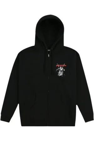Pleasures Homme, Sweatshirts et sweats à capuche, Noir, Taille: L Sweat à Capuche Zippé Noir - Élégant et Polyvalent