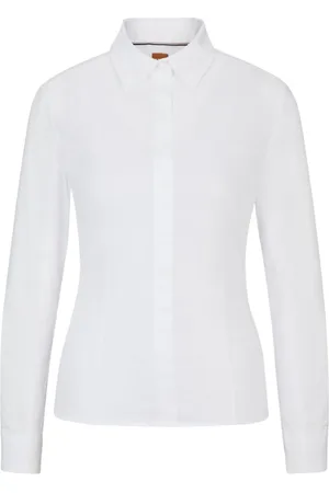 HUGO BOSS Femme, Blouses et Chemises, Blanc, Taille: 34 FR Chemise Slim Fit