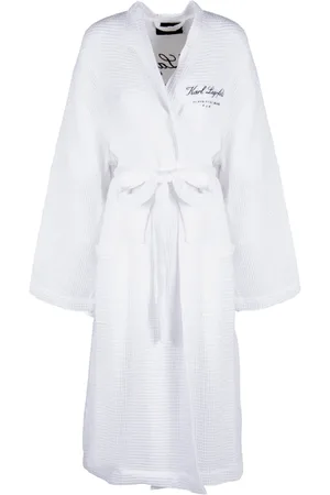 Karl Lagerfeld Femme, Vêtements de nuit et de détente, Blanc, Taille: 42 FR Peignoir gaufré Hotel Karl