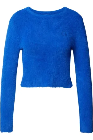 HUGO BOSS Femme, Pulls, Bleu, Taille: 38 FR Pull en maille à col rond