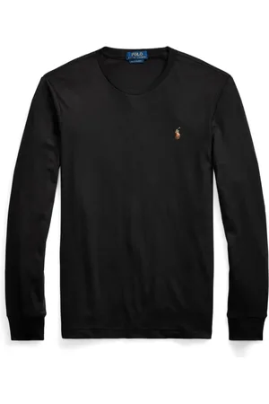 Ralph Lauren Homme, Tops, Noir, Taille: L T-shirt à Manches Longues en Maille Noire