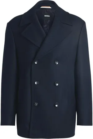 HUGO BOSS Homme, Manteaux, Bleu, Taille: L Caban Croisé Bleu