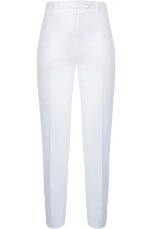Kiton Femme, Pantalons, Blanc, Taille: 38 FR Pantalon Cigarette Blanc en Coton Fait Main