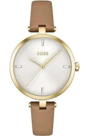 HUGO BOSS Femme, Accessoires, , Taille: ONE Size Montre Analogique en Cuir Doré