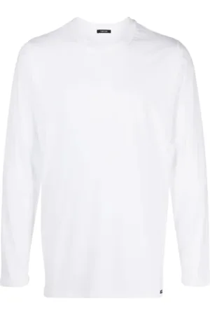 Tom Ford Homme, Tops, Blanc, Taille: XL T-shirt à Manches Longues en Coton Modal avec Logo