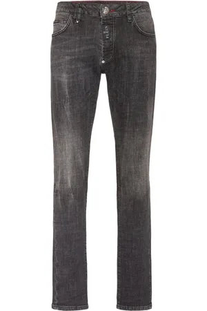 Philipp Plein Homme, Jeans, Gris, Taille: W32 Pantalon en denim Hexagon avec étiquette logo